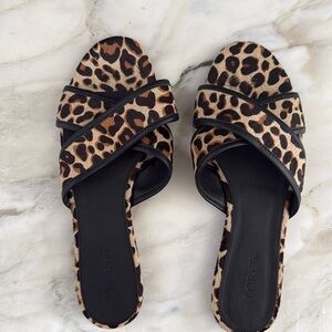 NWOT Jcrew calf hair and leather leopard flats